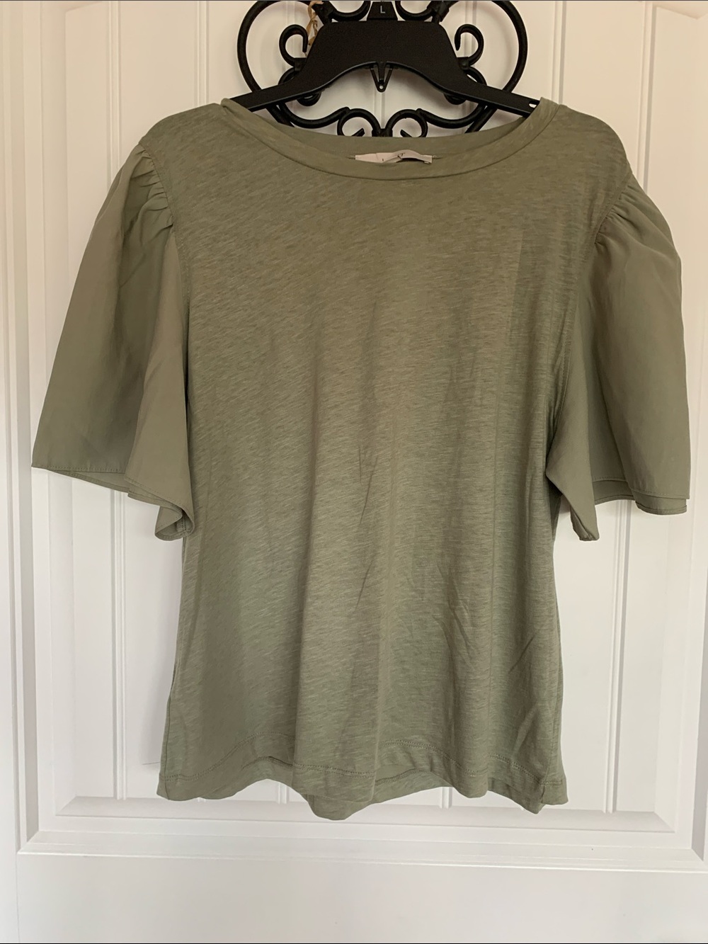 LOFT Olive Green Puff-Sleeve Short-Sleeve Tee